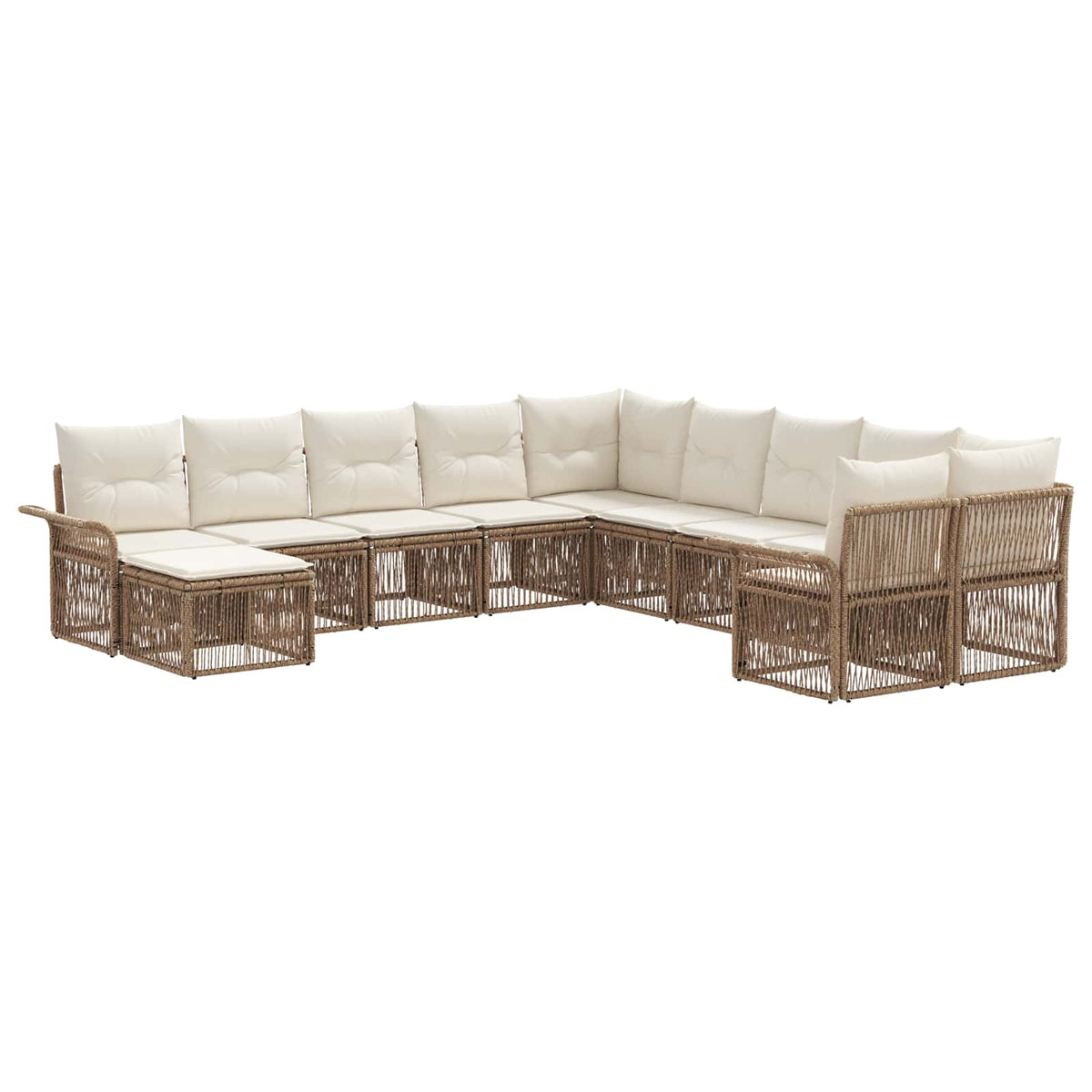 vidaXL Tuinbankenset 12 pcs Zwart en Cream Wit poly rattan