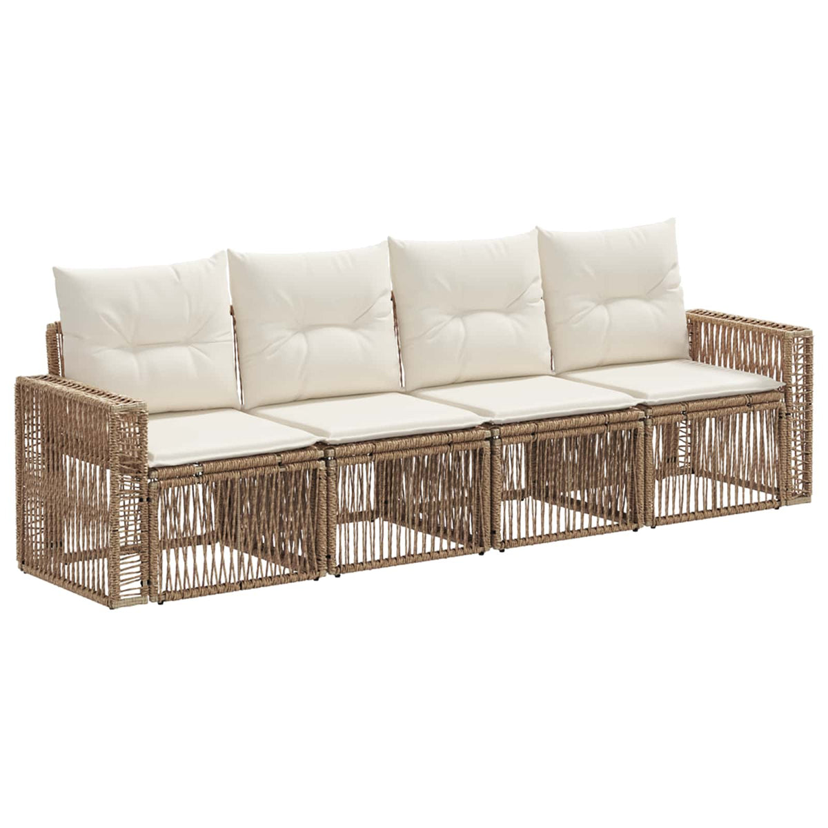 vidaXL Tuinbankenset 5 pcs Zwart en Cream Wit poly rattan