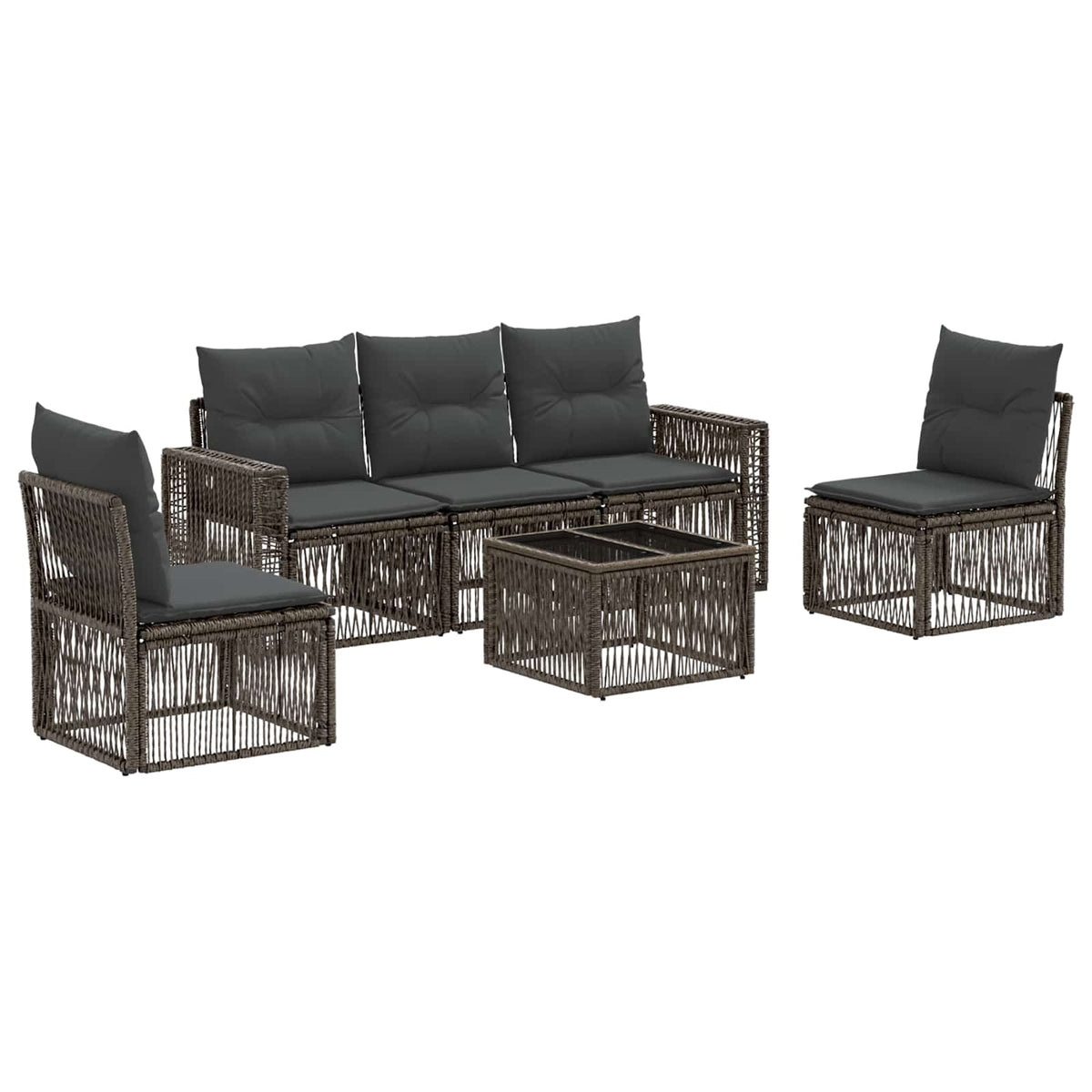 vidaXL Tuinbankenset 6 pcs Zwart en Cream Wit poly rattan