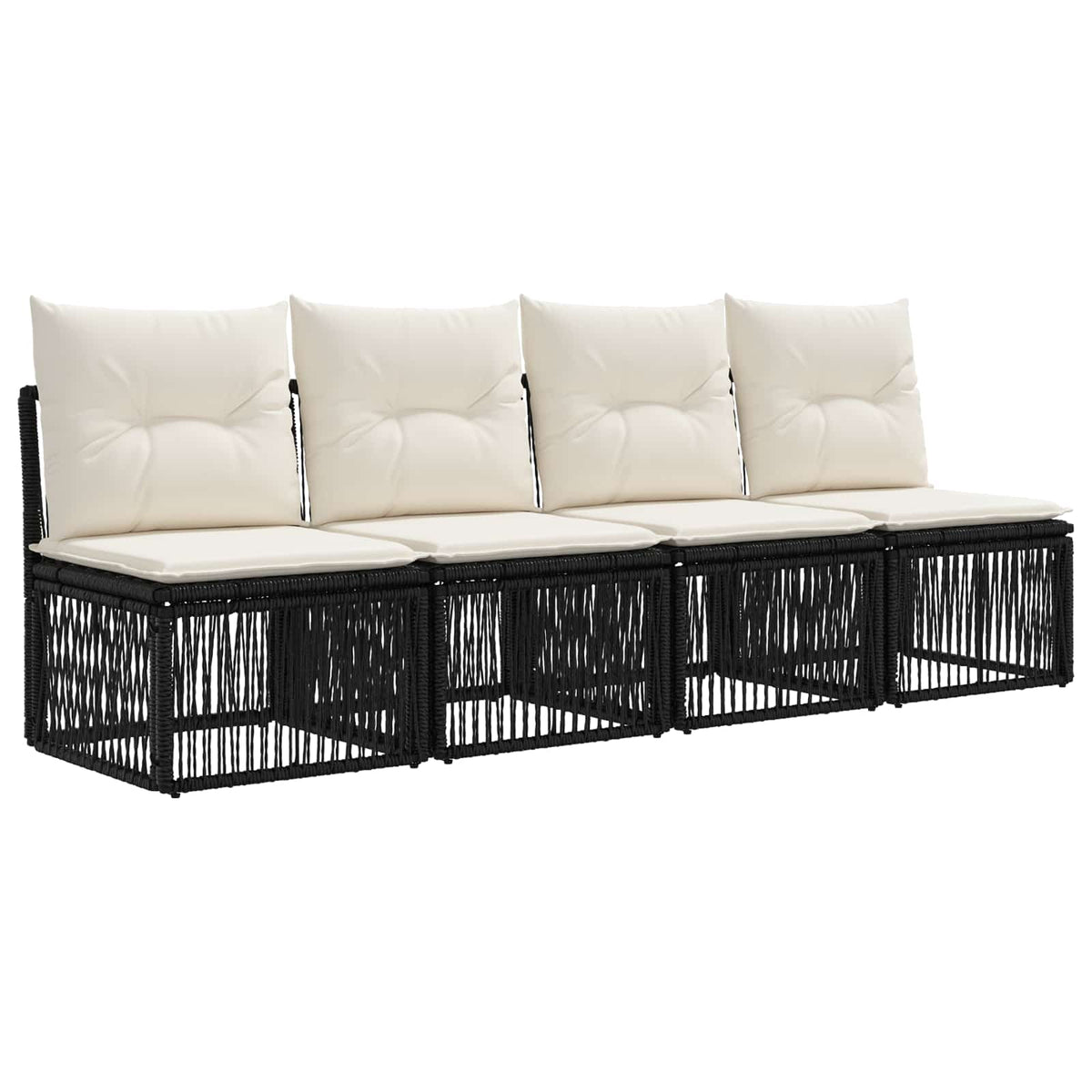 vidaXL Tuinbankenset 8 pcs Zwart en Cream Wit poly rattan