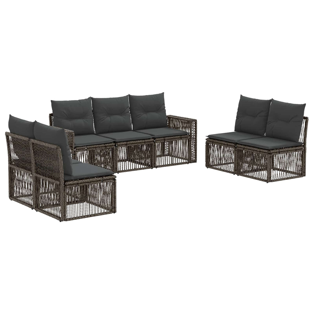 vidaXL Tuinbankenset 8 pcs Zwart en Cream Wit poly rattan