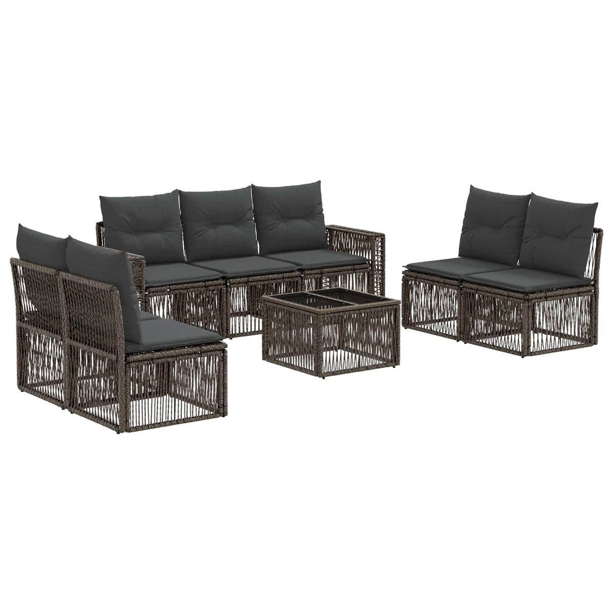 vidaXL Tuinbankenset 8 pcs Zwart en Cream Wit poly rattan