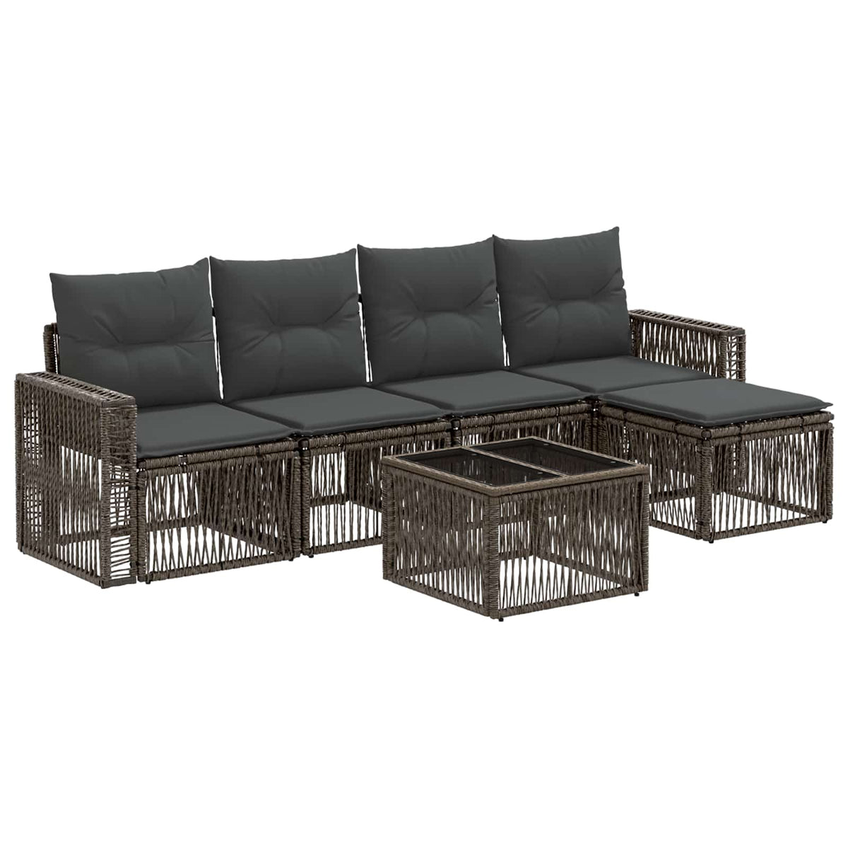 vidaXL Tuinbankenset 6 pcs Zwart en Cream Wit poly rattan