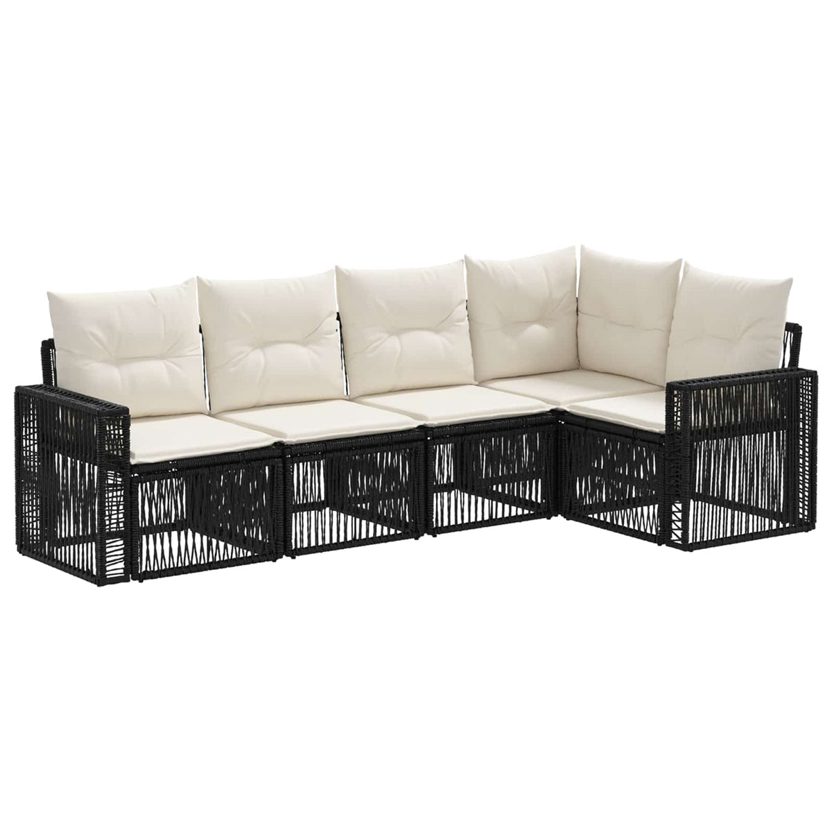 vidaXL Tuinbankenset 6 pcs Zwart en Cream Wit poly rattan