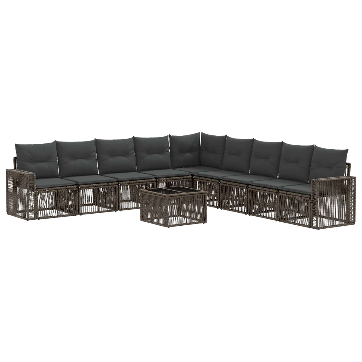 vidaXL Tuinbankenset 10 pcs Zwart en Cream Wit poly rattan
