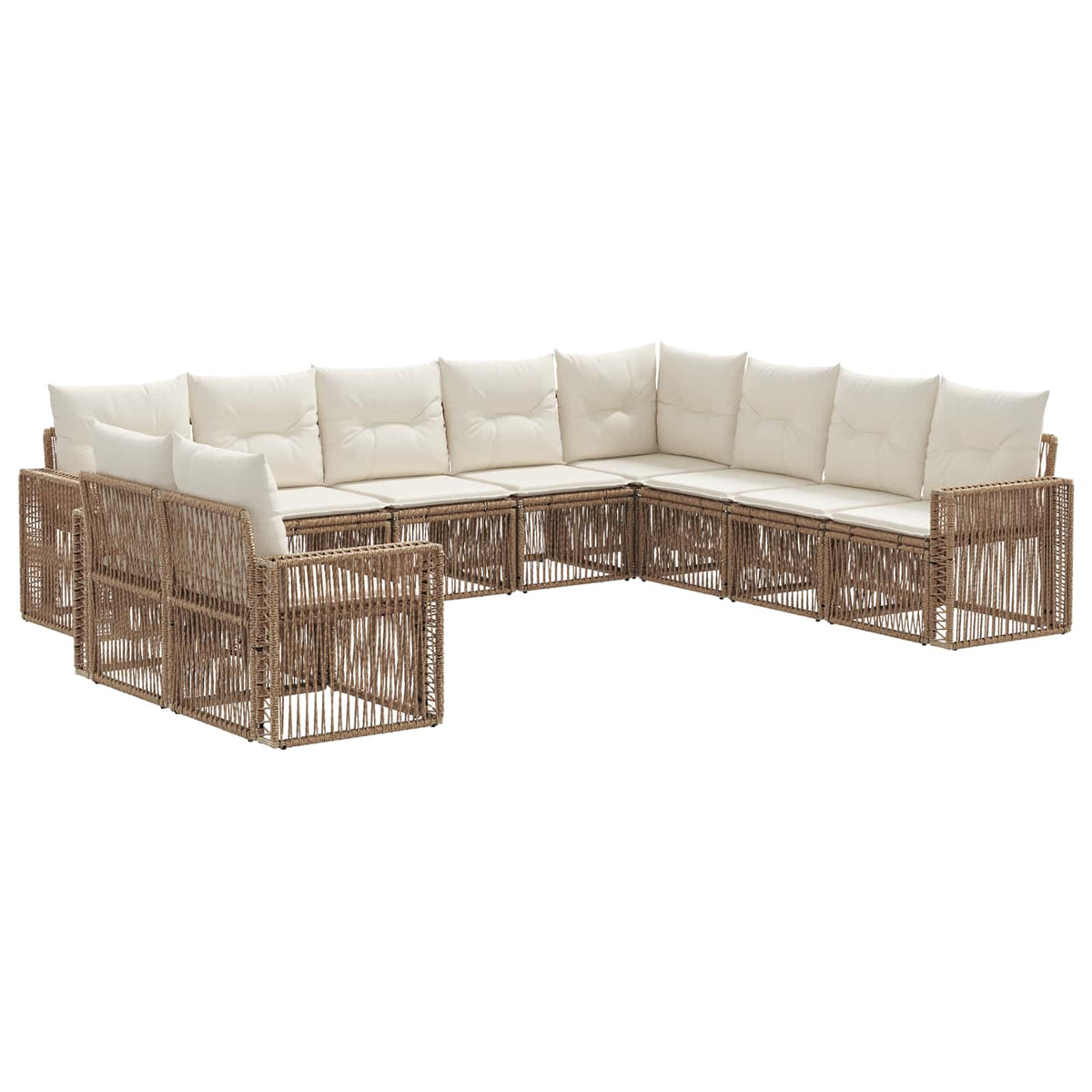 vidaXL Tuinbankenset 11 pcs Zwart en Cream Wit poly rattan