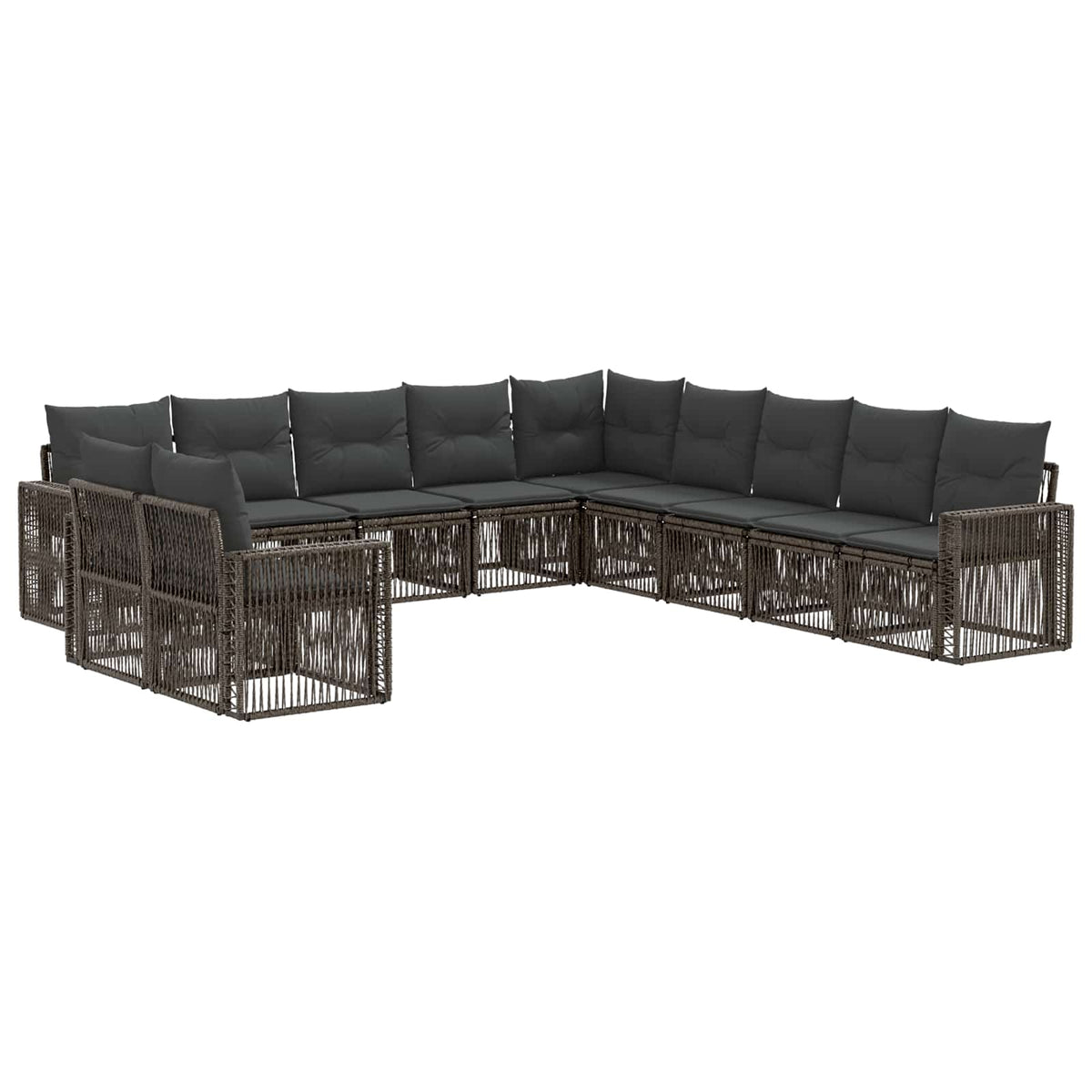vidaXL Tuinbankenset 12 pcs Zwart en Cream Wit poly rattan