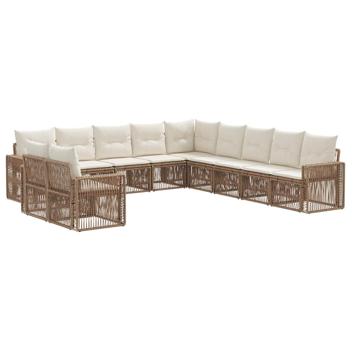 vidaXL Tuinbankenset 12 pcs Zwart en Cream Wit poly rattan