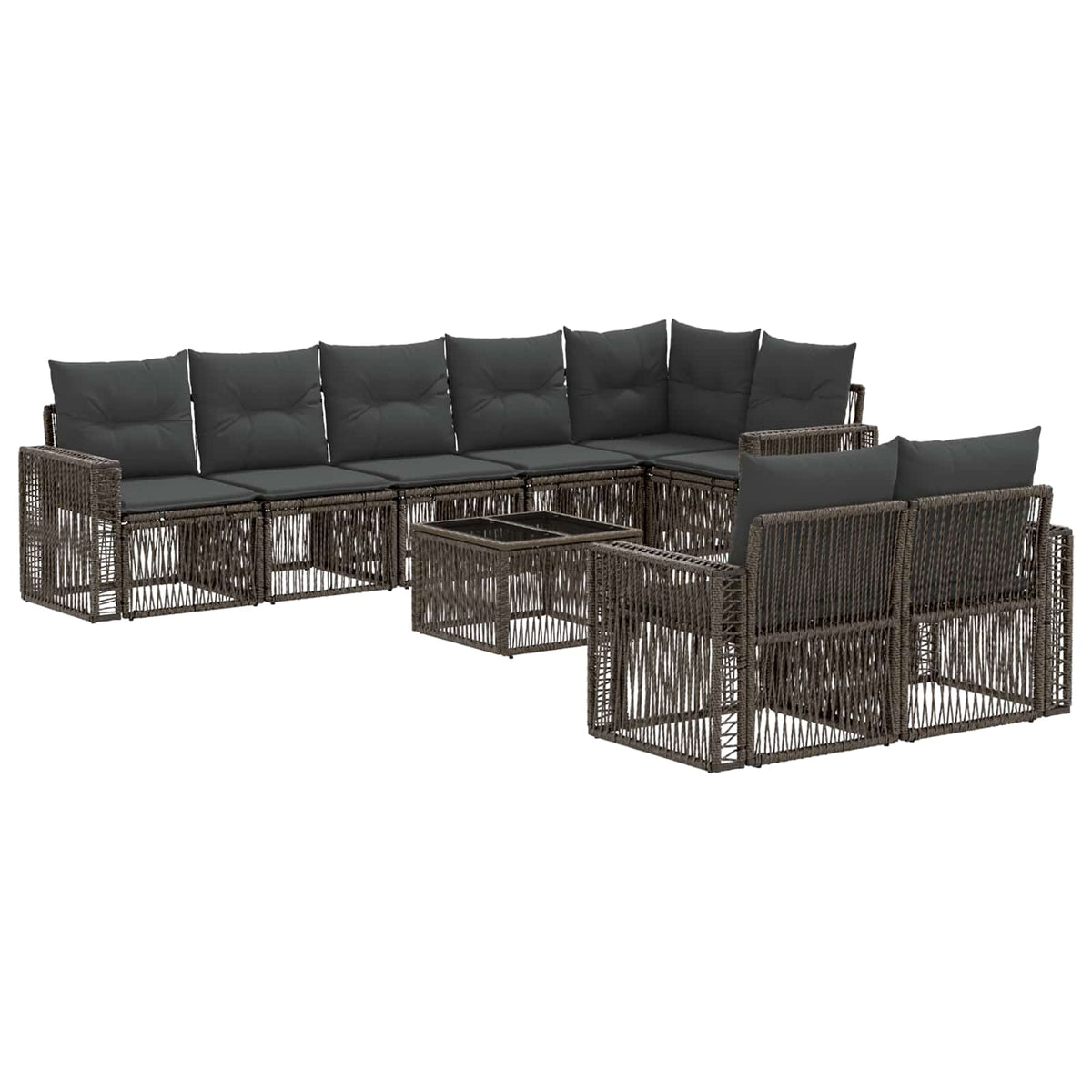 vidaXL Tuinbankenset 9 pcs Zwart en Cream Wit poly rattan