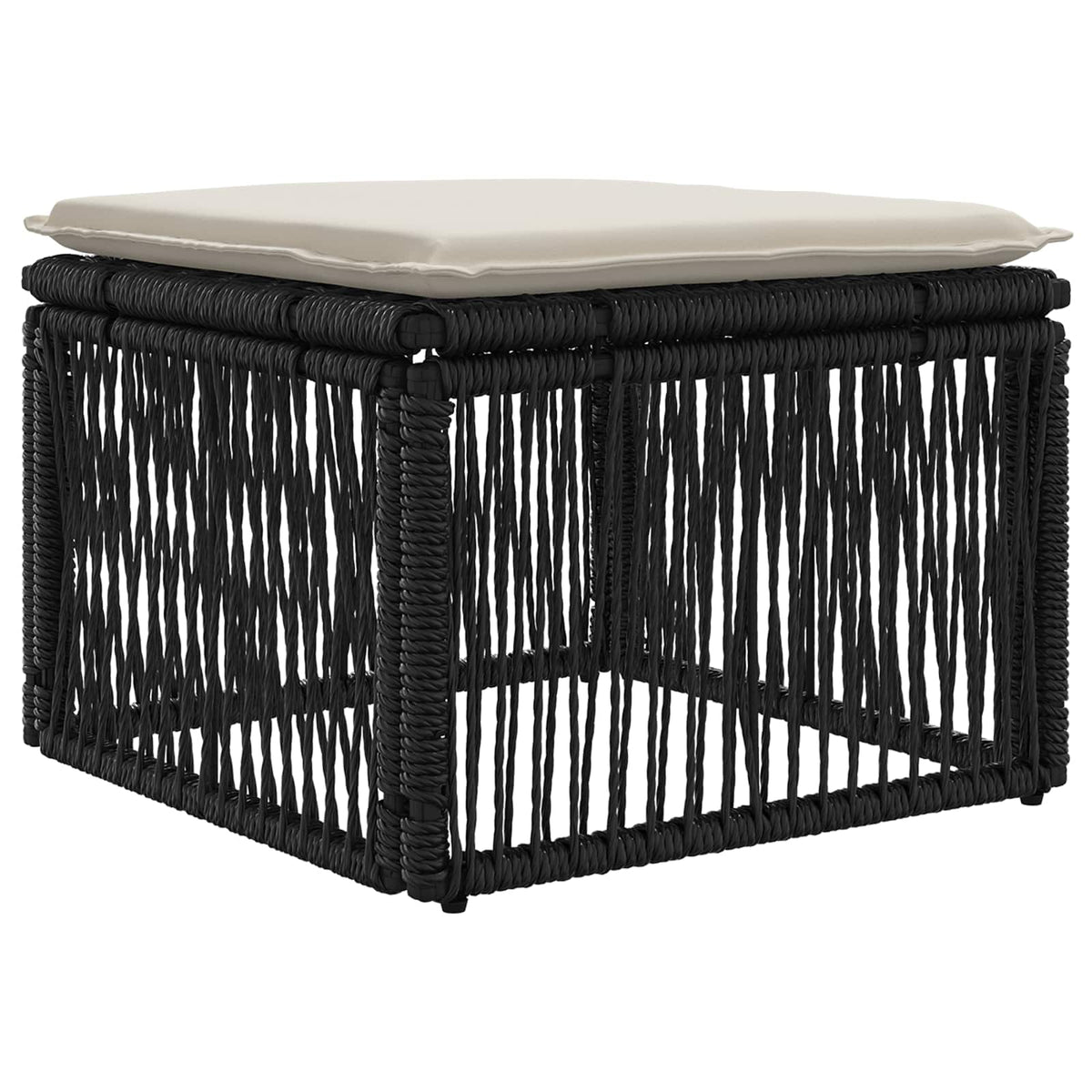 vidaXL Tuinbankenset 7 pcs Zwart en Cream Wit poly rattan