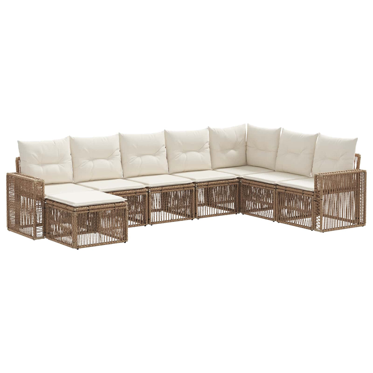 vidaXL Tuinbankenset 9 pcs Zwart en Cream Wit poly rattan