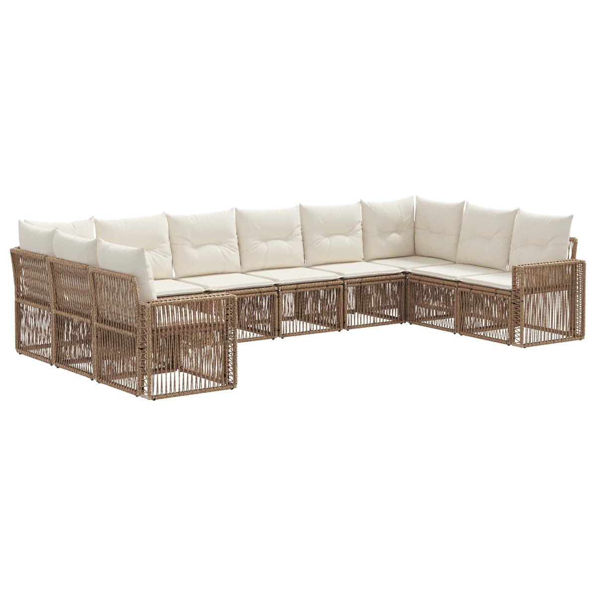 vidaXL Tuinbankenset 11 pcs Zwart en Cream Wit poly rattan
