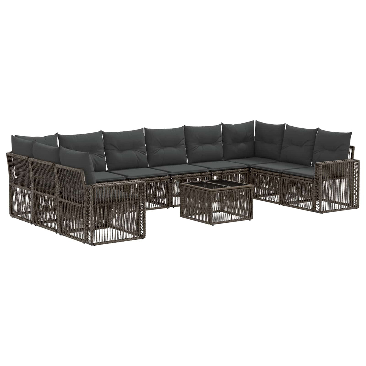 vidaXL Tuinbankenset 11 pcs Zwart en Cream Wit poly rattan