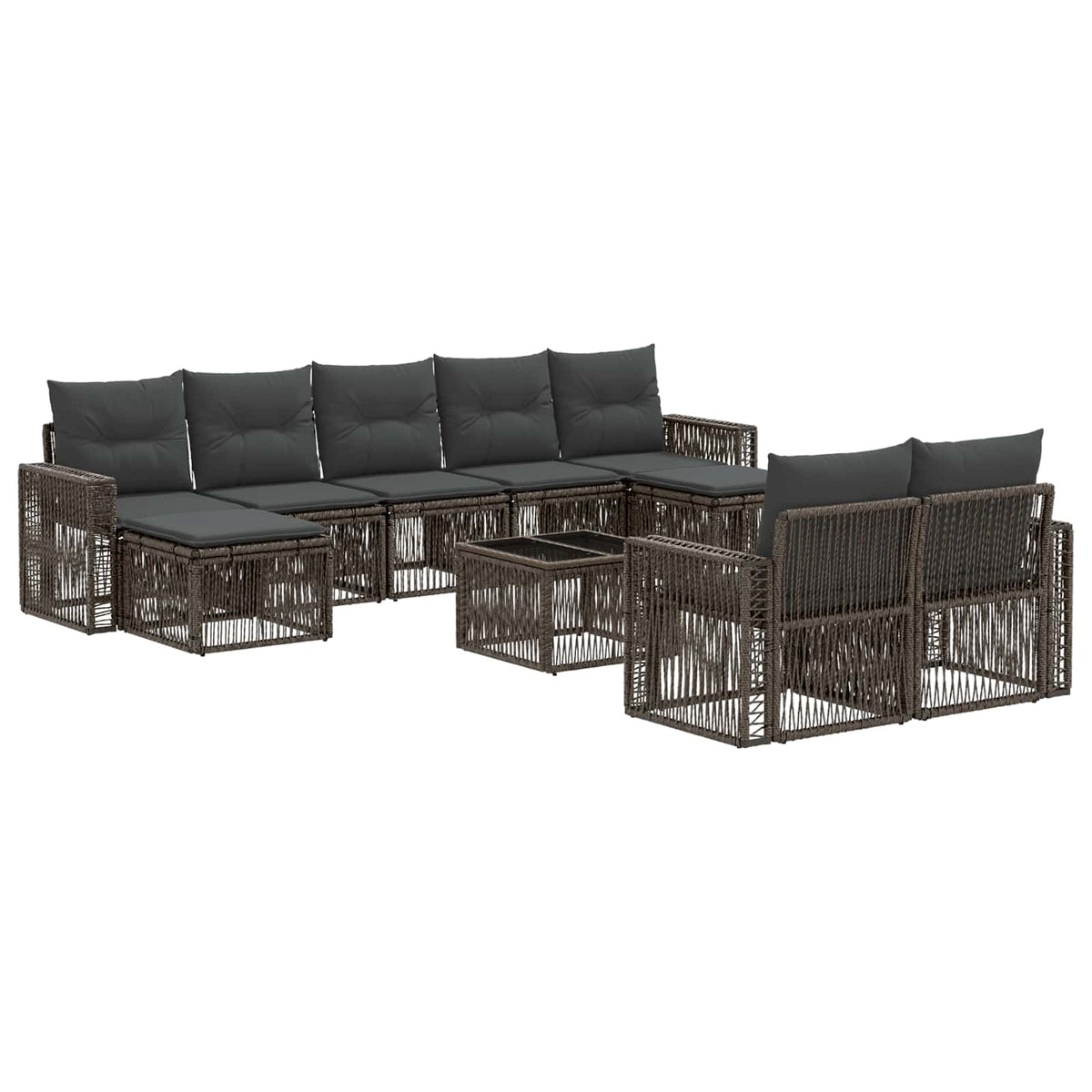 vidaXL Tuinbankenset 10 pcs Zwart en Cream Wit poly rattan