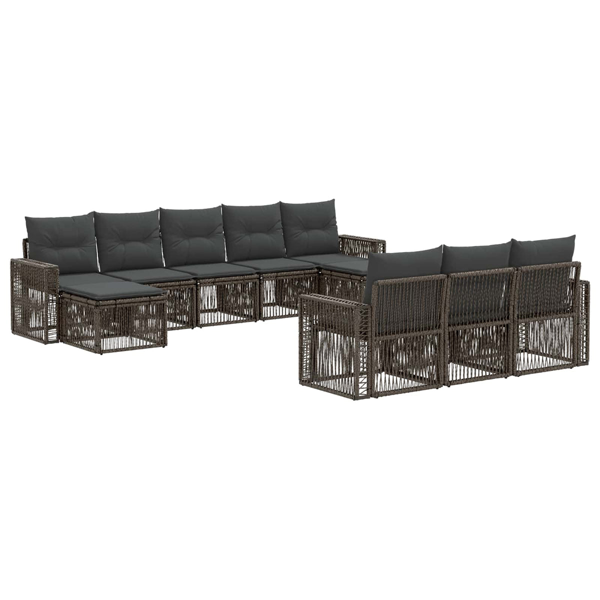 vidaXL Tuinbankenset 11 pcs Zwart en Cream Wit poly rattan