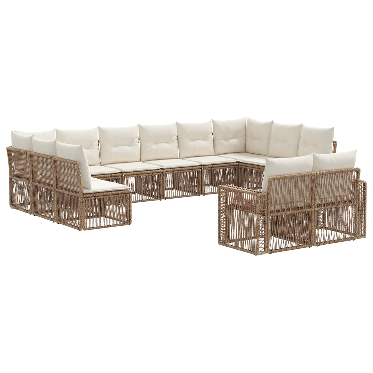 vidaXL Tuinbankenset 13 pcs Zwart en Cream Wit poly rattan