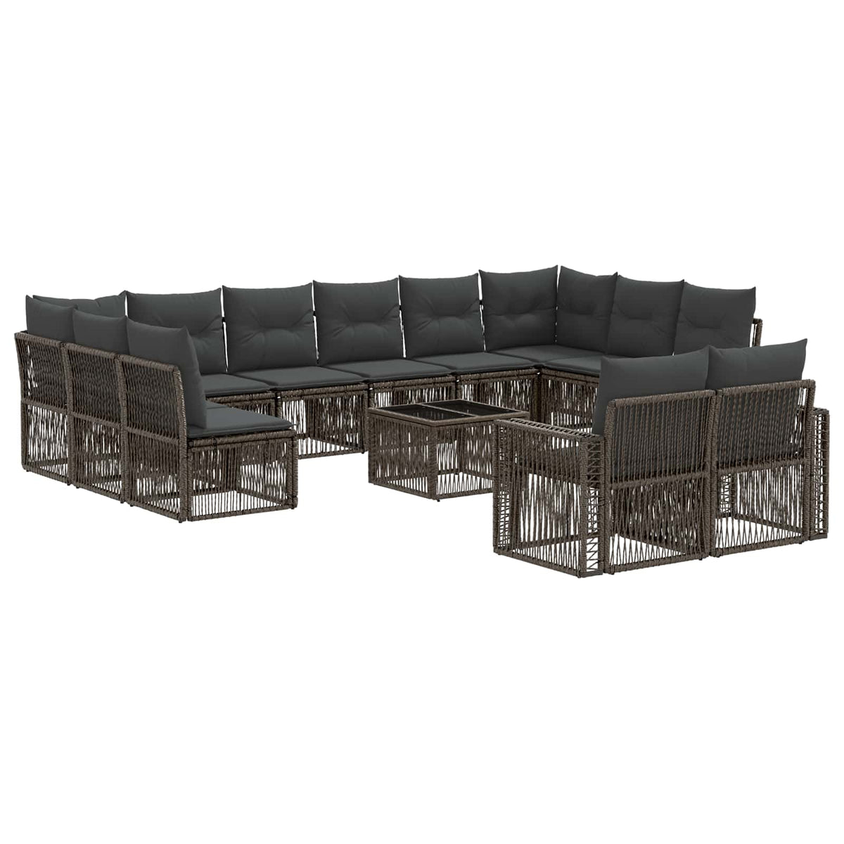 vidaXL Tuinbankenset 13 pcs Zwart en Cream Wit poly rattan