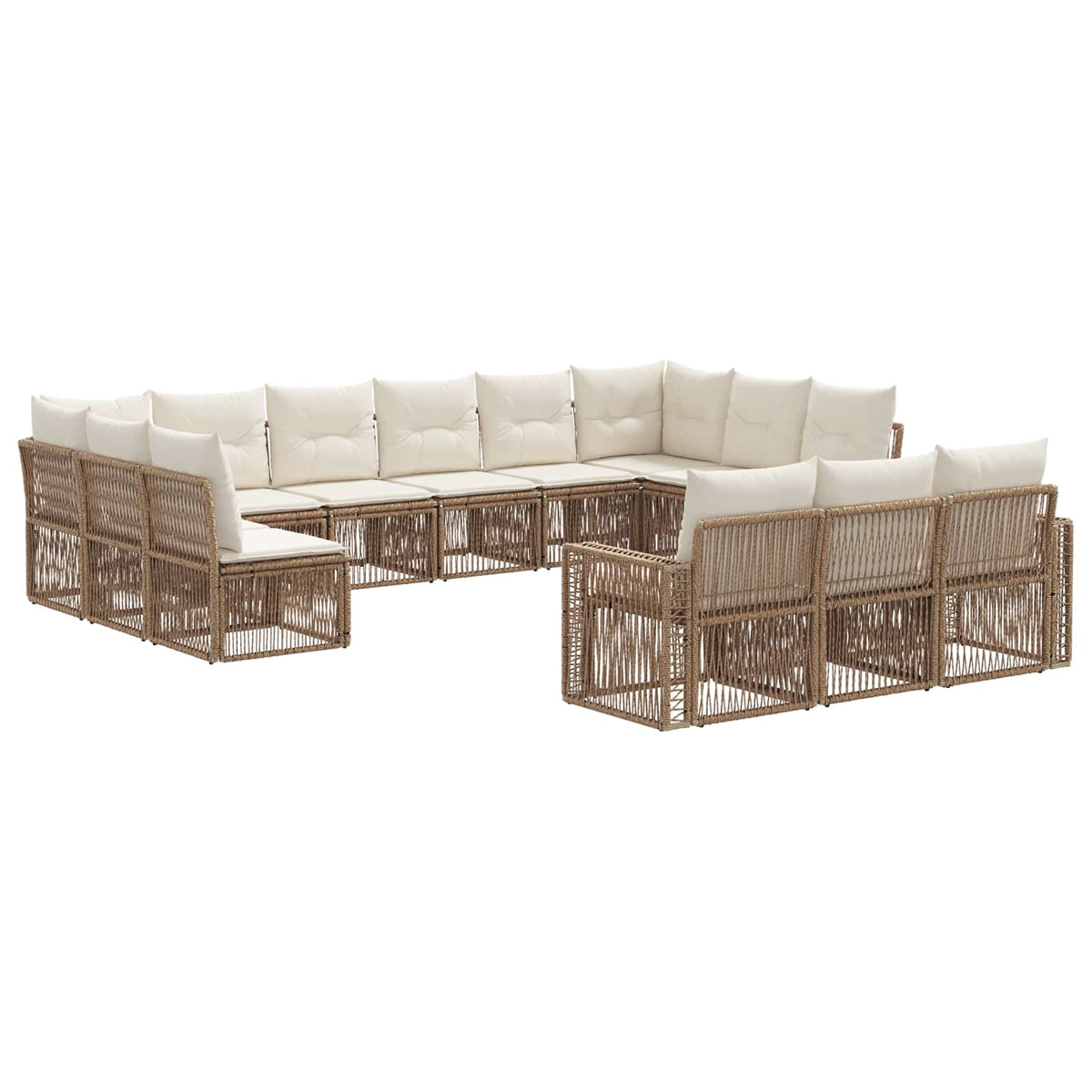 vidaXL Tuinbankenset 14 pcs Zwart en Cream Wit poly rattan