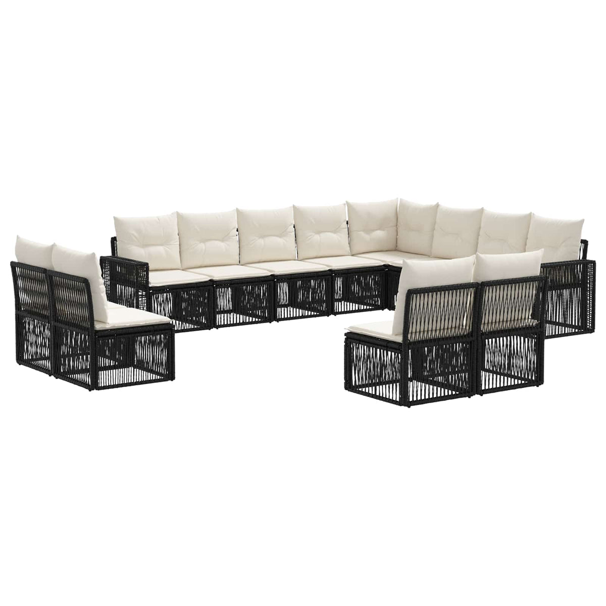 vidaXL Tuinbankenset 13 pcs Zwart en Cream Wit poly rattan