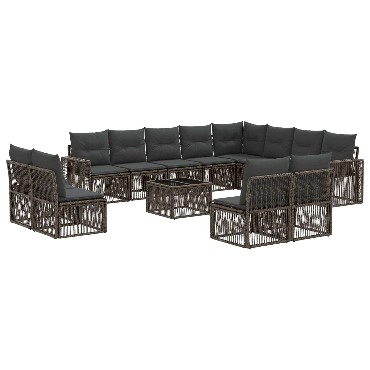 vidaXL Tuinbankenset 13 pcs Zwart en Cream Wit poly rattan