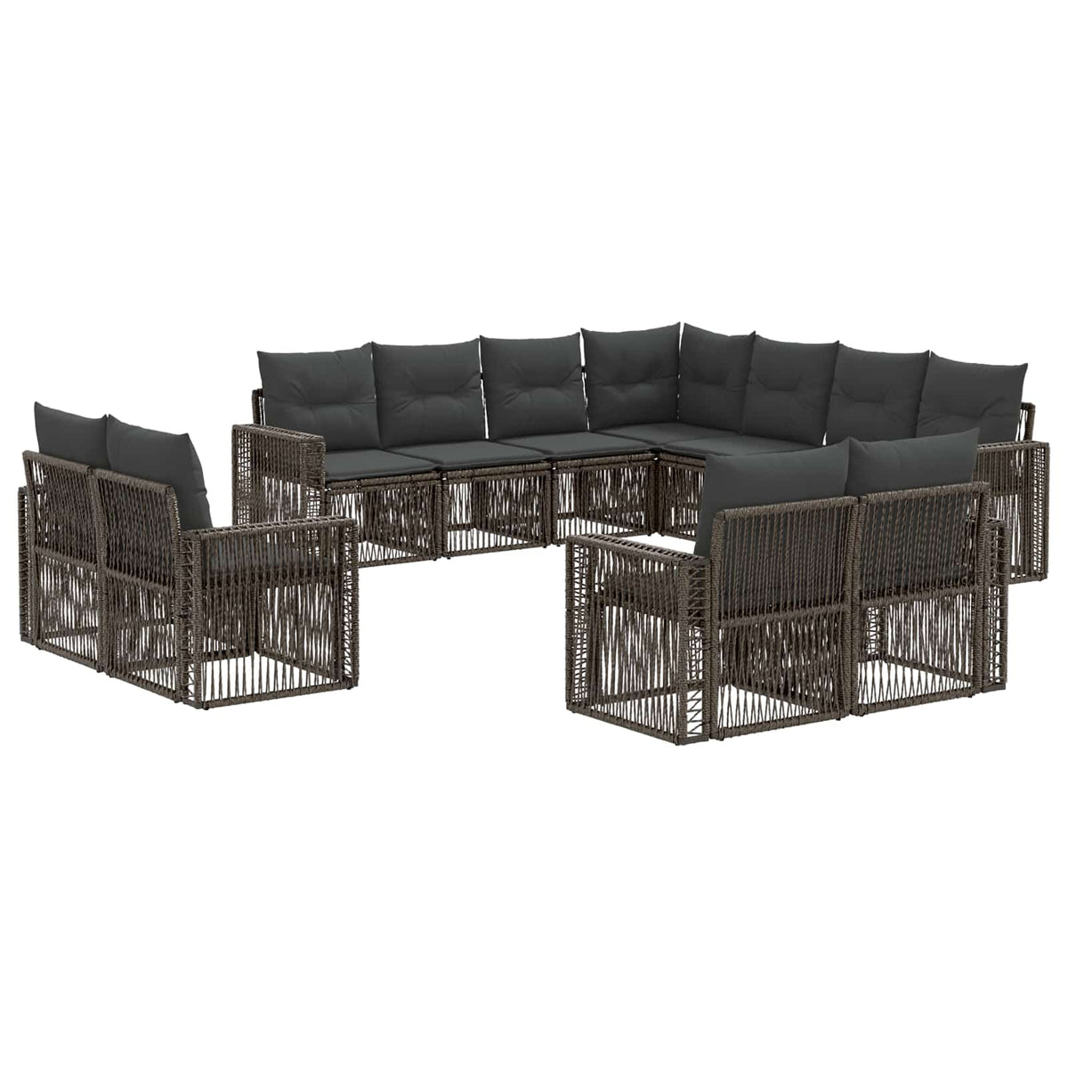 vidaXL Tuinbankenset 12 pcs Zwart en Cream Wit poly rattan