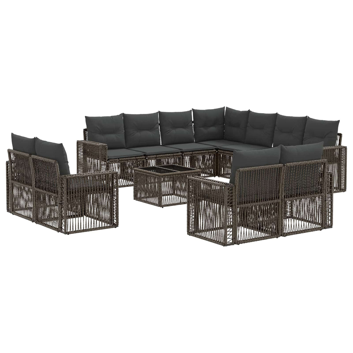 vidaXL Tuinbankenset 12 pcs Zwart en Cream Wit poly rattan