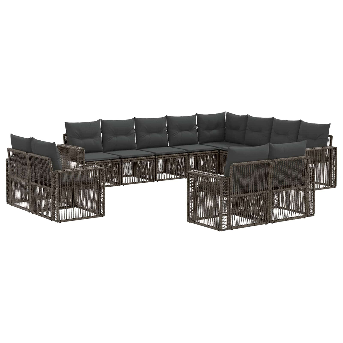 vidaXL Tuinbankenset 13 pcs Zwart en Cream Wit poly rattan