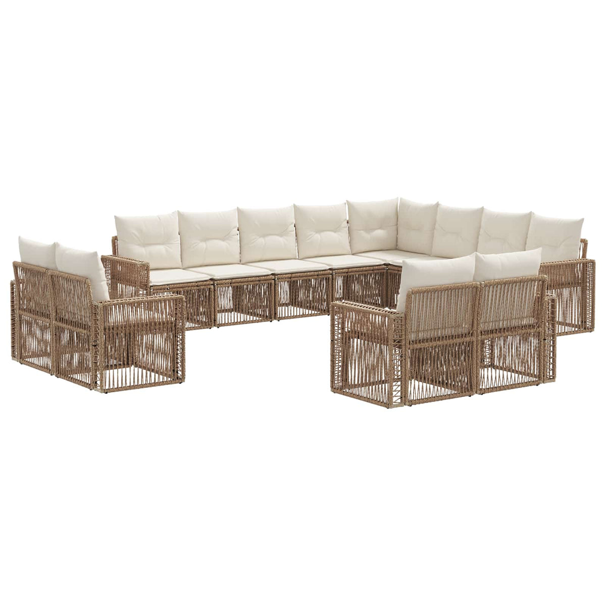 vidaXL Tuinbankenset 13 pcs Zwart en Cream Wit poly rattan