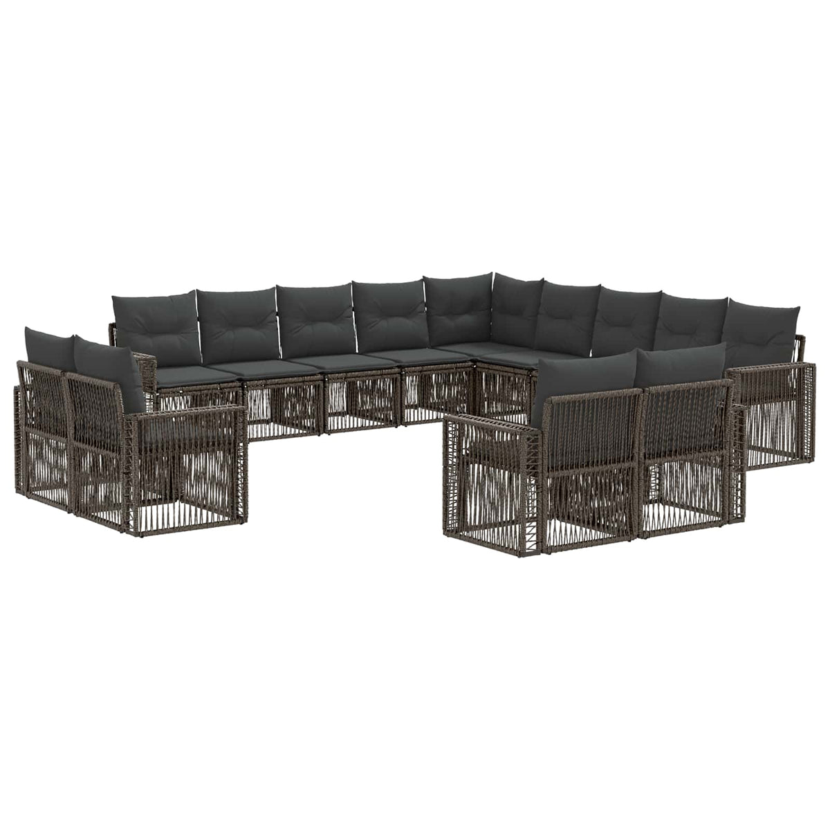 vidaXL Tuinbankenset 14 pcs Zwart en Cream Wit poly rattan