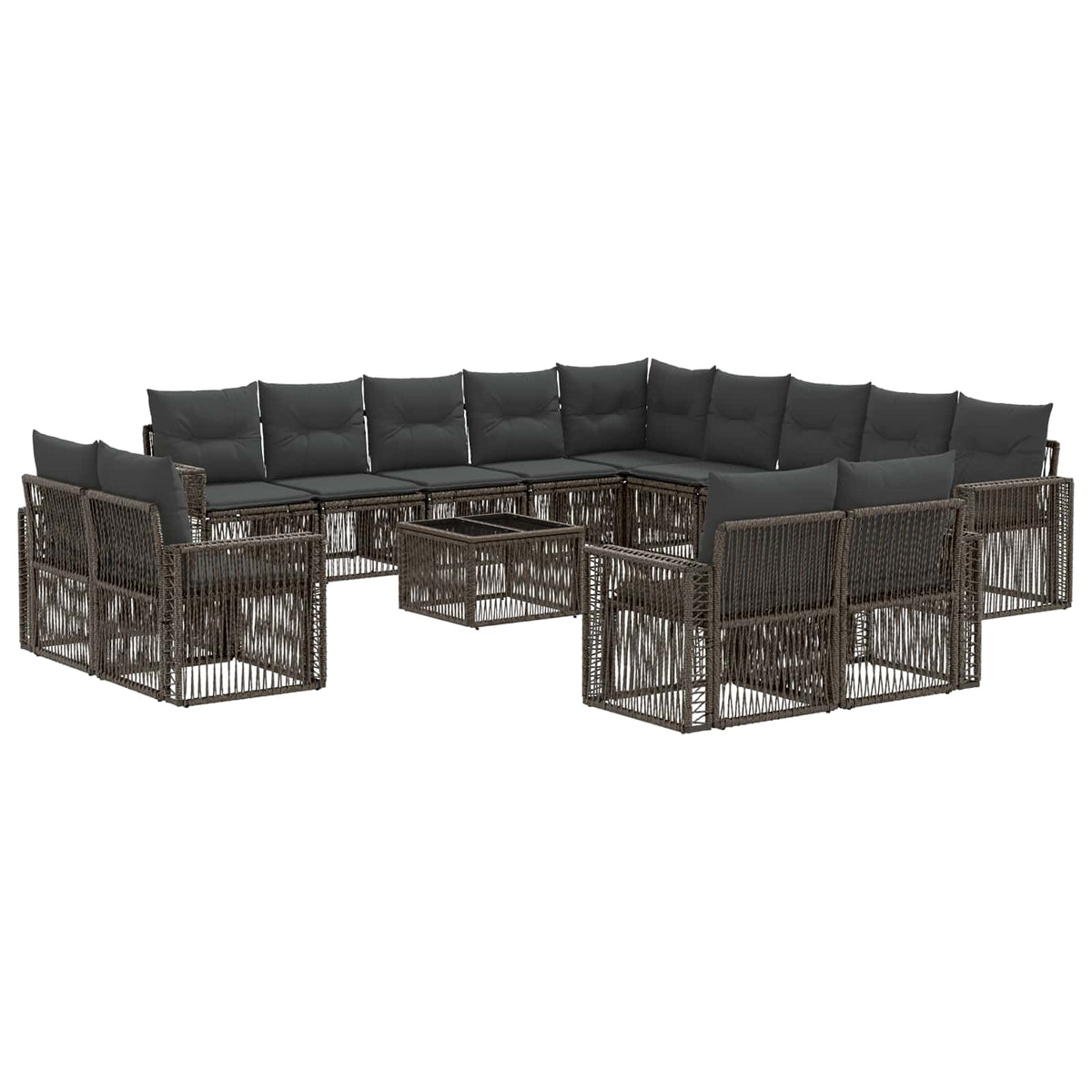 vidaXL Tuinbankenset 14 pcs Zwart en Cream Wit poly rattan