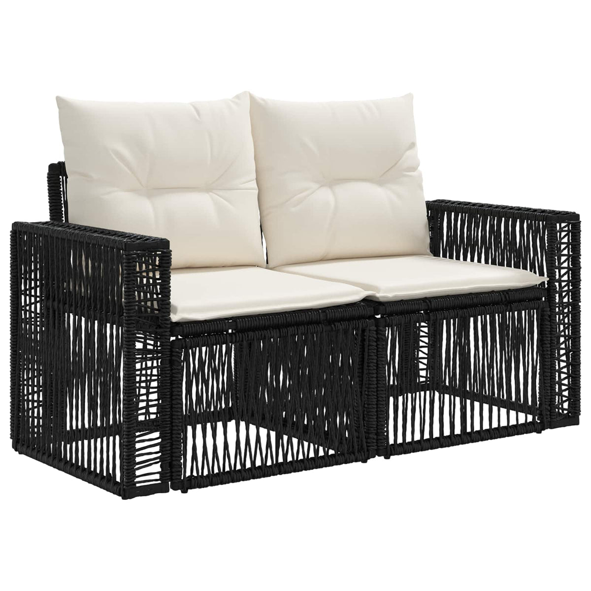 vidaXL Tuinbankenset 12 pcs Zwart en Cream Wit poly rattan
