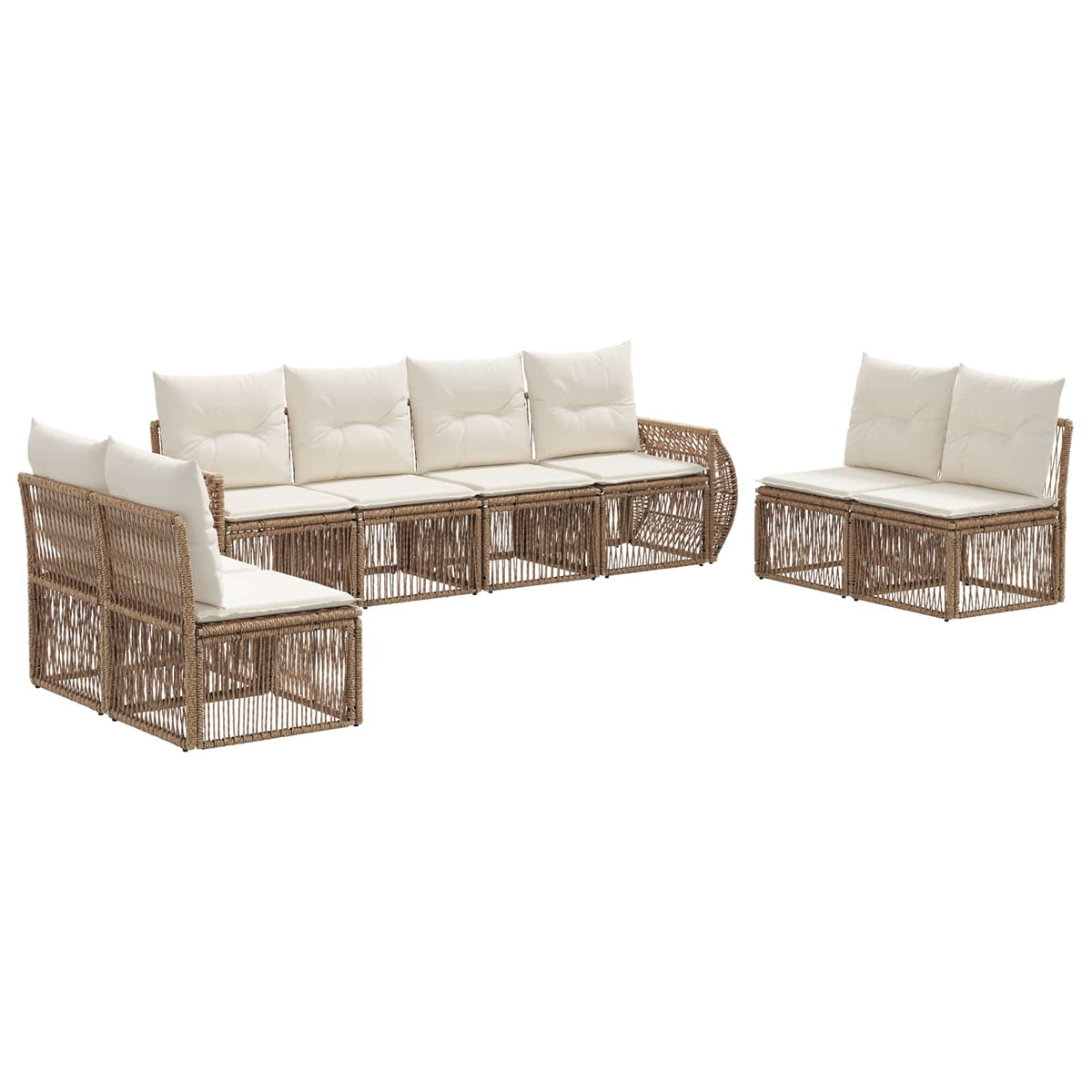 vidaXL Tuinbankenset 9 pcs Zwart en Cream Wit poly rattan