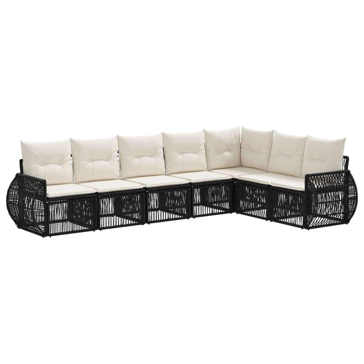 vidaXL Tuinbankenset 8 pcs Zwart en Cream Wit poly rattan