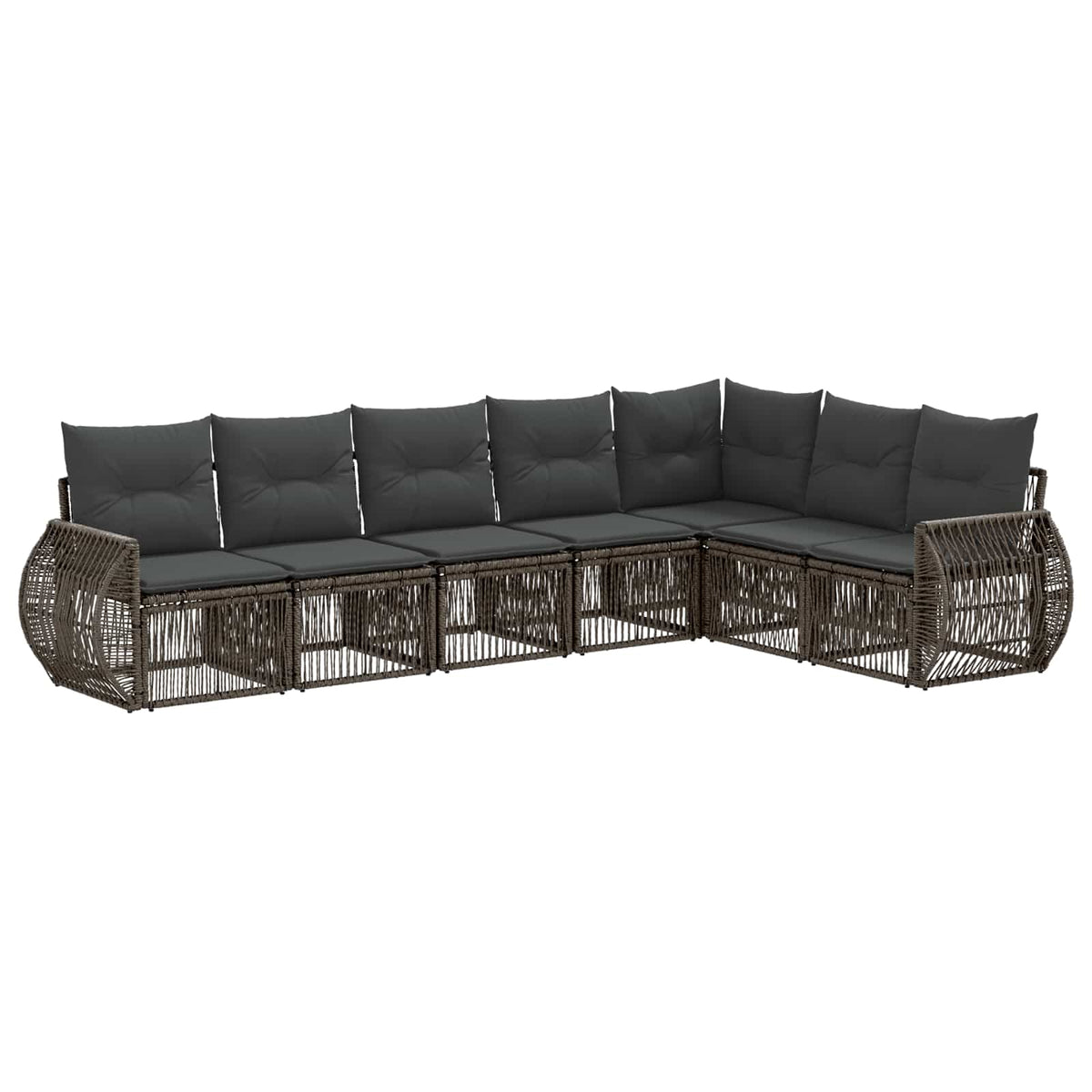 vidaXL Tuinbankenset 8 pcs Zwart en Cream Wit poly rattan