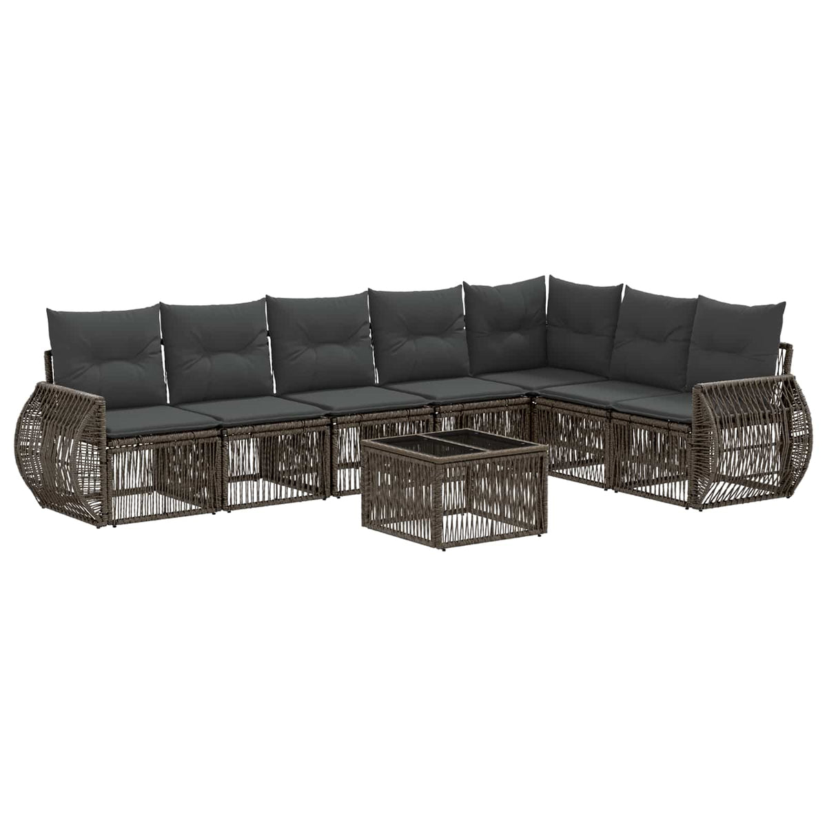 vidaXL Tuinbankenset 8 pcs Zwart en Cream Wit poly rattan