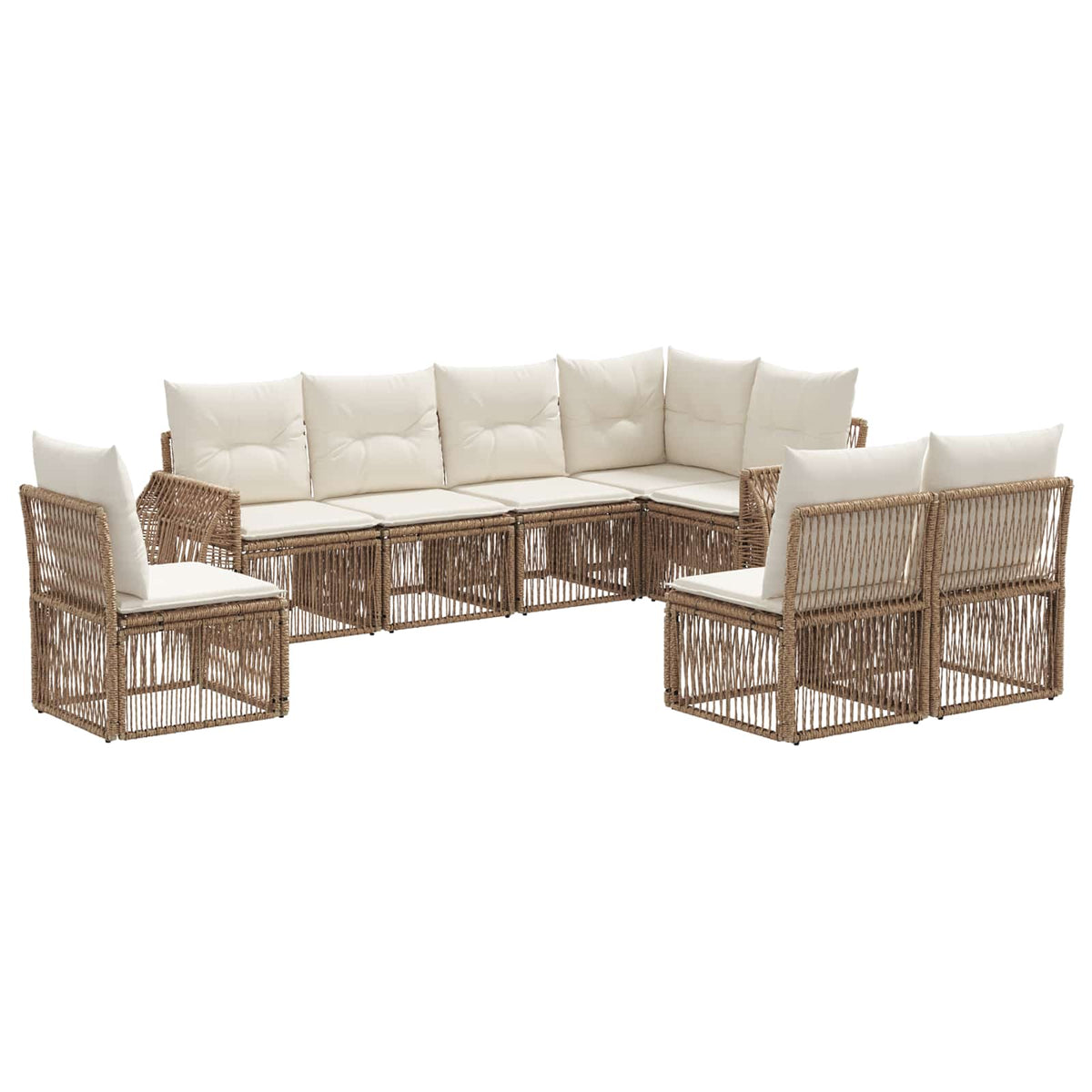 vidaXL Tuinbankenset 9 pcs Zwart en Cream Wit poly rattan