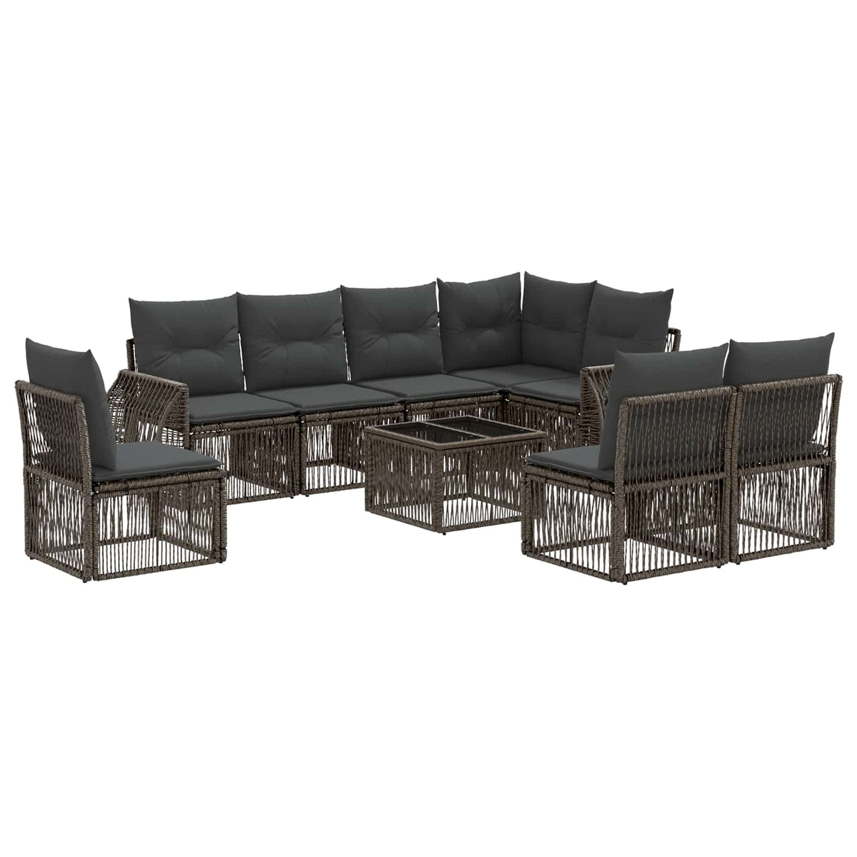 vidaXL Tuinbankenset 9 pcs Zwart en Cream Wit poly rattan