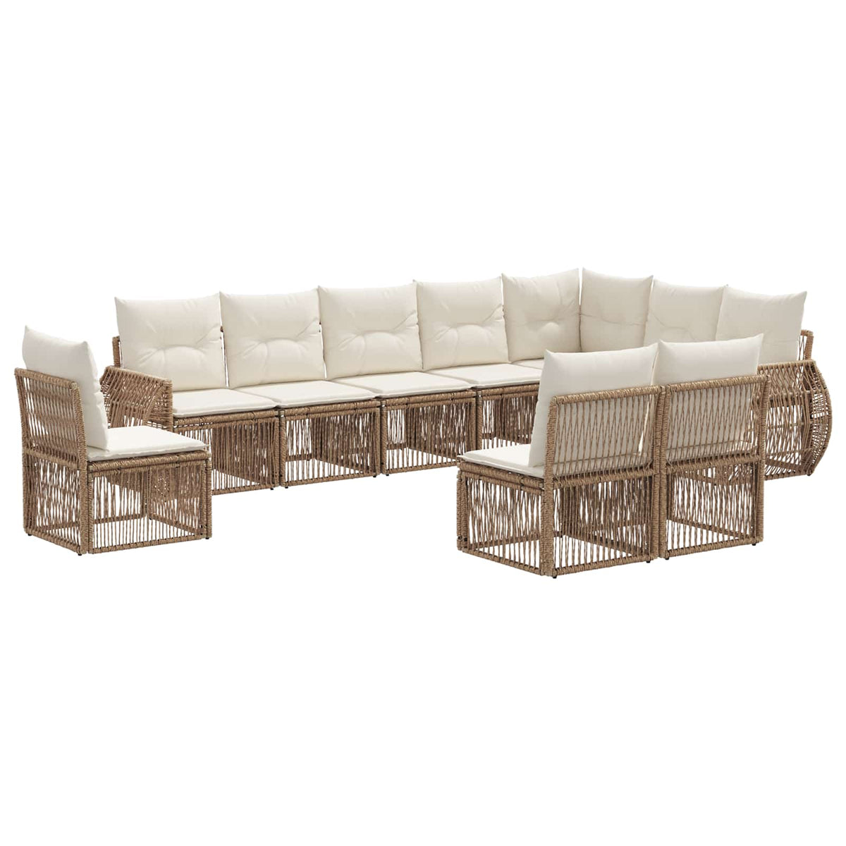 vidaXL Tuinbankenset 11 pcs Zwart en Cream Wit poly rattan