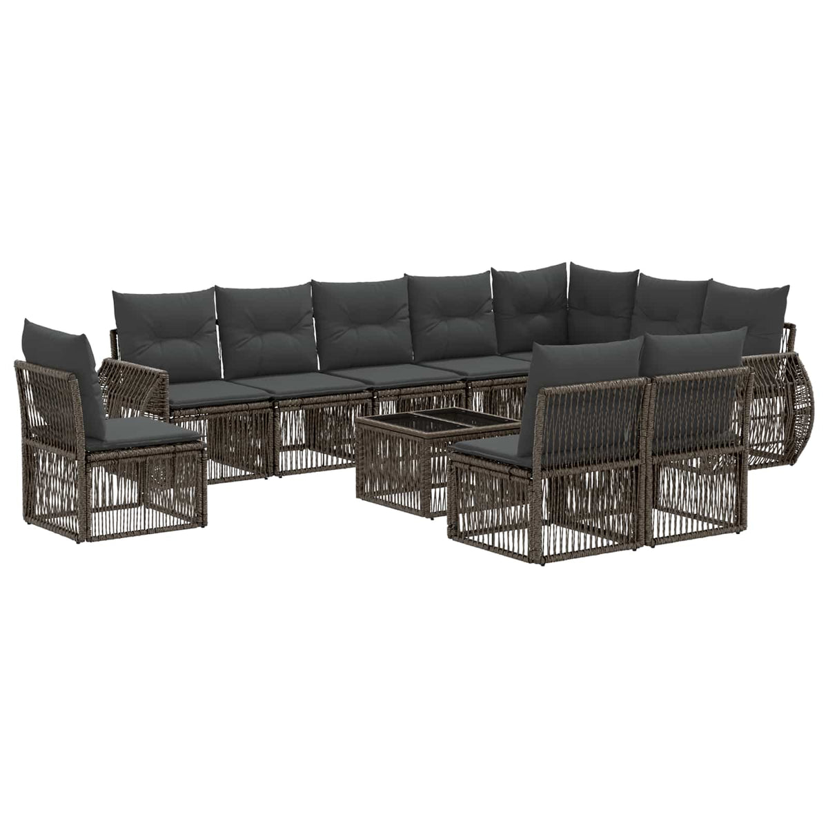 vidaXL Tuinbankenset 11 pcs Zwart en Cream Wit poly rattan