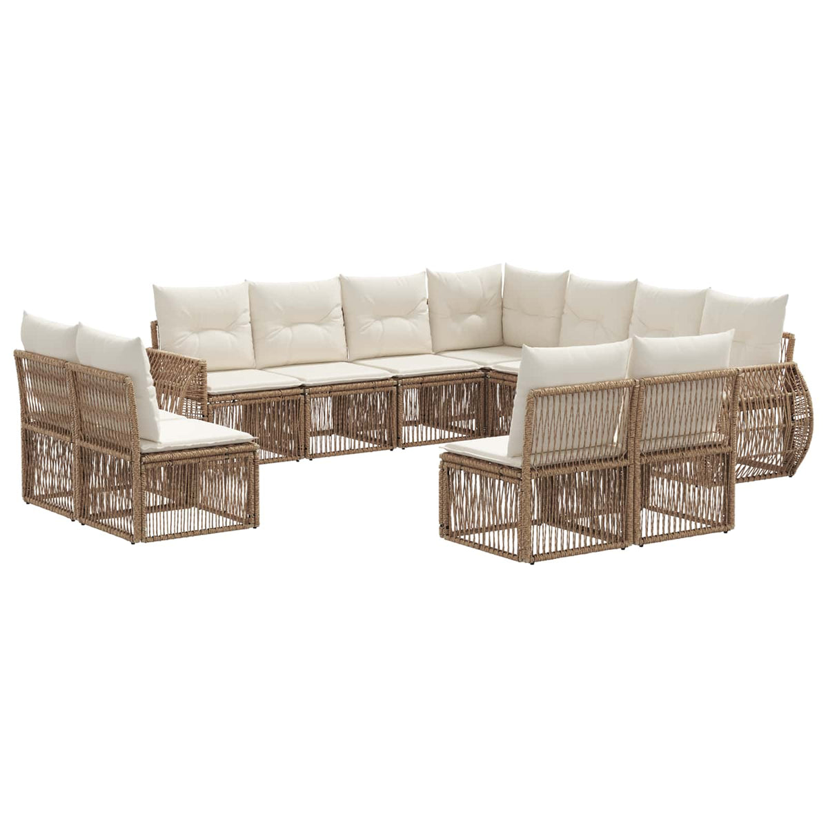 vidaXL Tuinbankenset 12 pcs Zwart en Cream Wit poly rattan