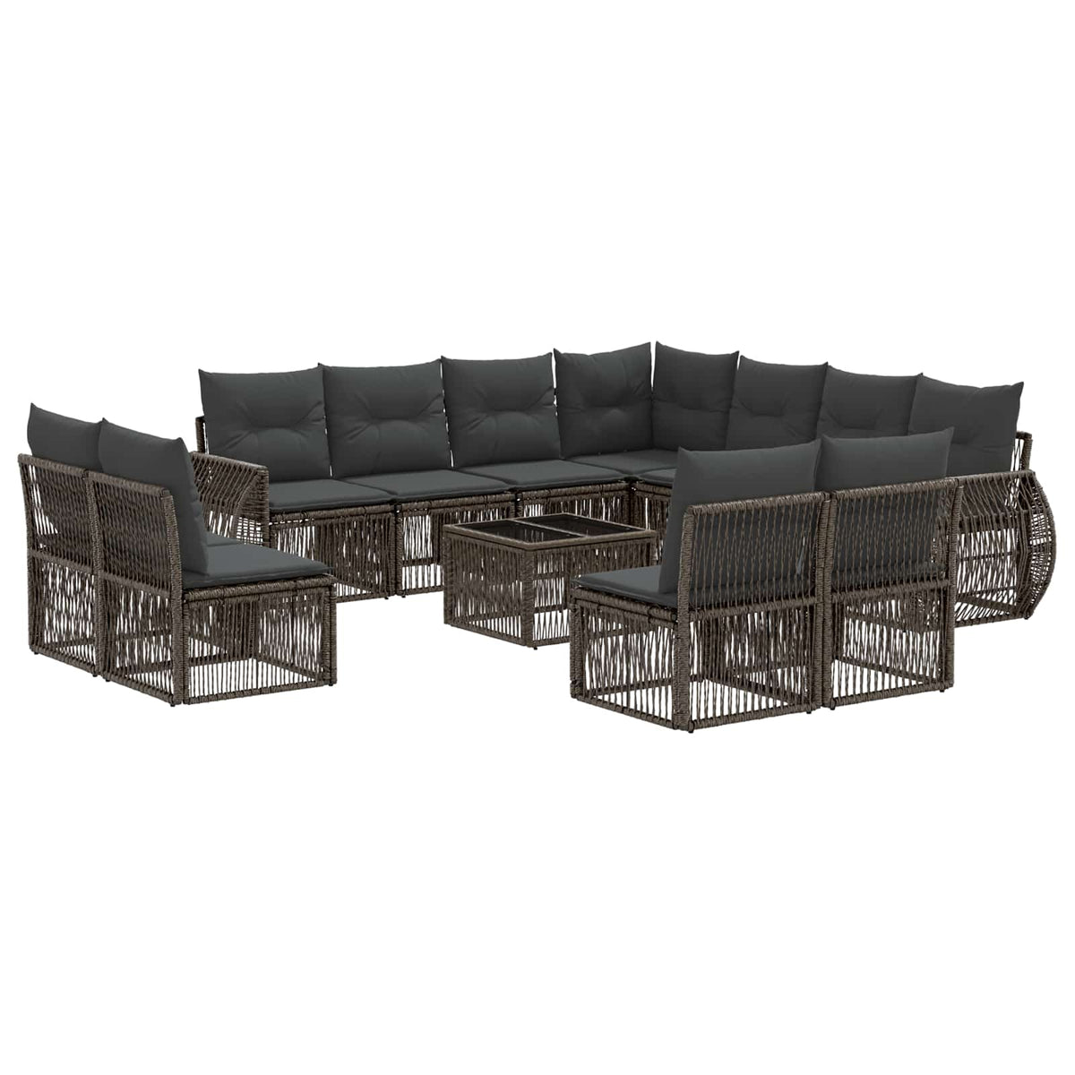 vidaXL Tuinbankenset 12 pcs Zwart en Cream Wit poly rattan