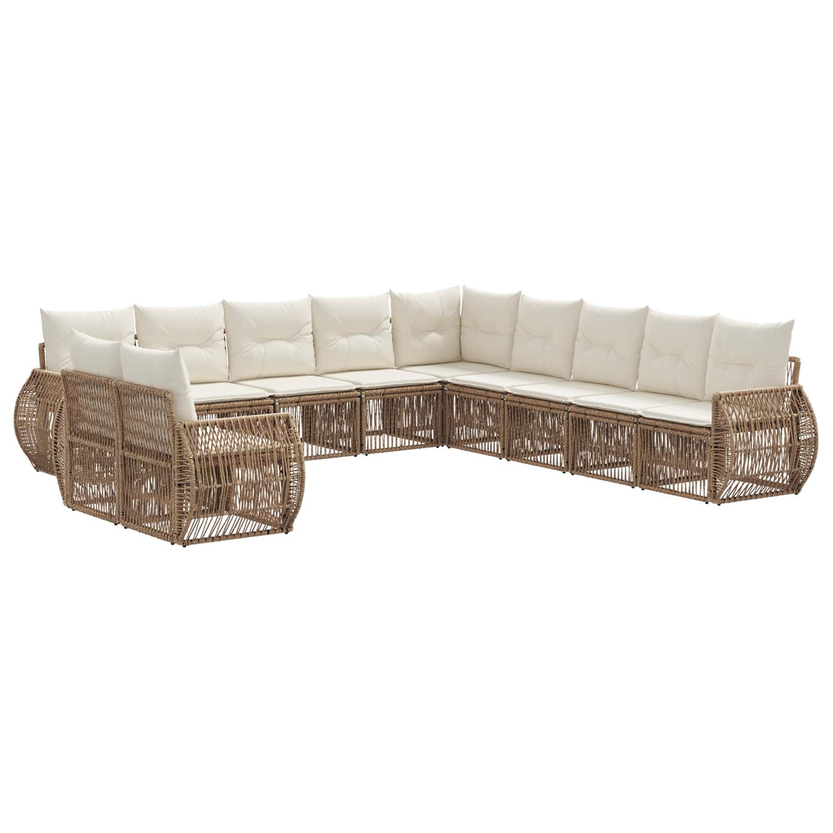 vidaXL Tuinbankenset 12 pcs Zwart en Cream Wit poly rattan