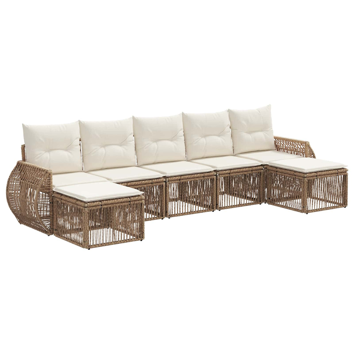 vidaXL Tuinbankenset 8 pcs Zwart en Cream Wit poly rattan