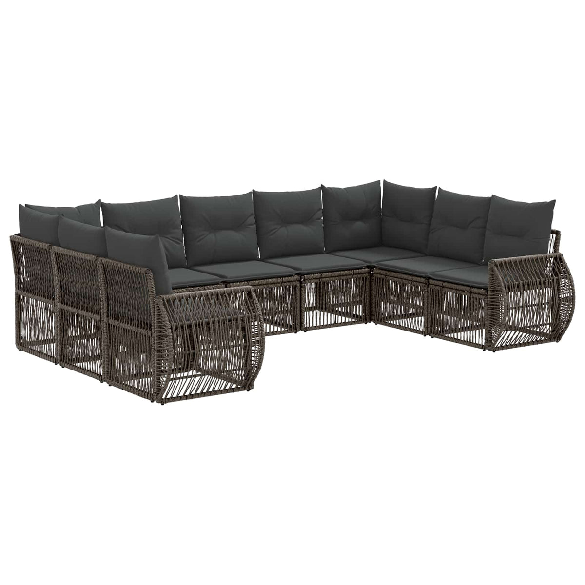 vidaXL Tuinbankenset 10 pcs Zwart en Cream Wit poly rattan