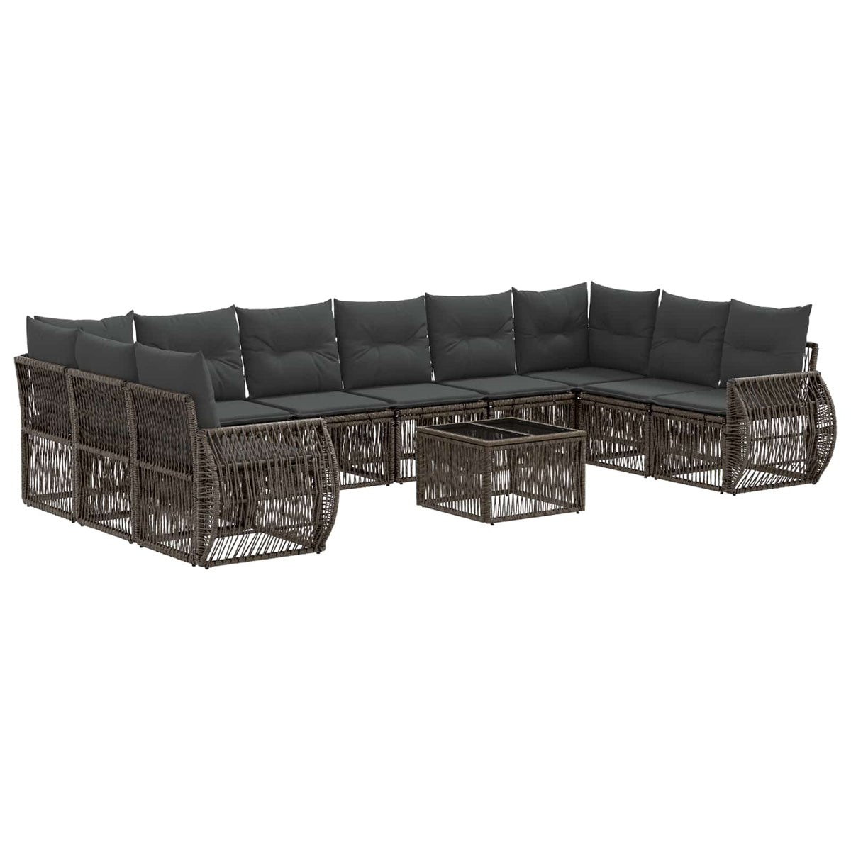 vidaXL Tuinbankenset 11 pcs Zwart en Cream Wit poly rattan