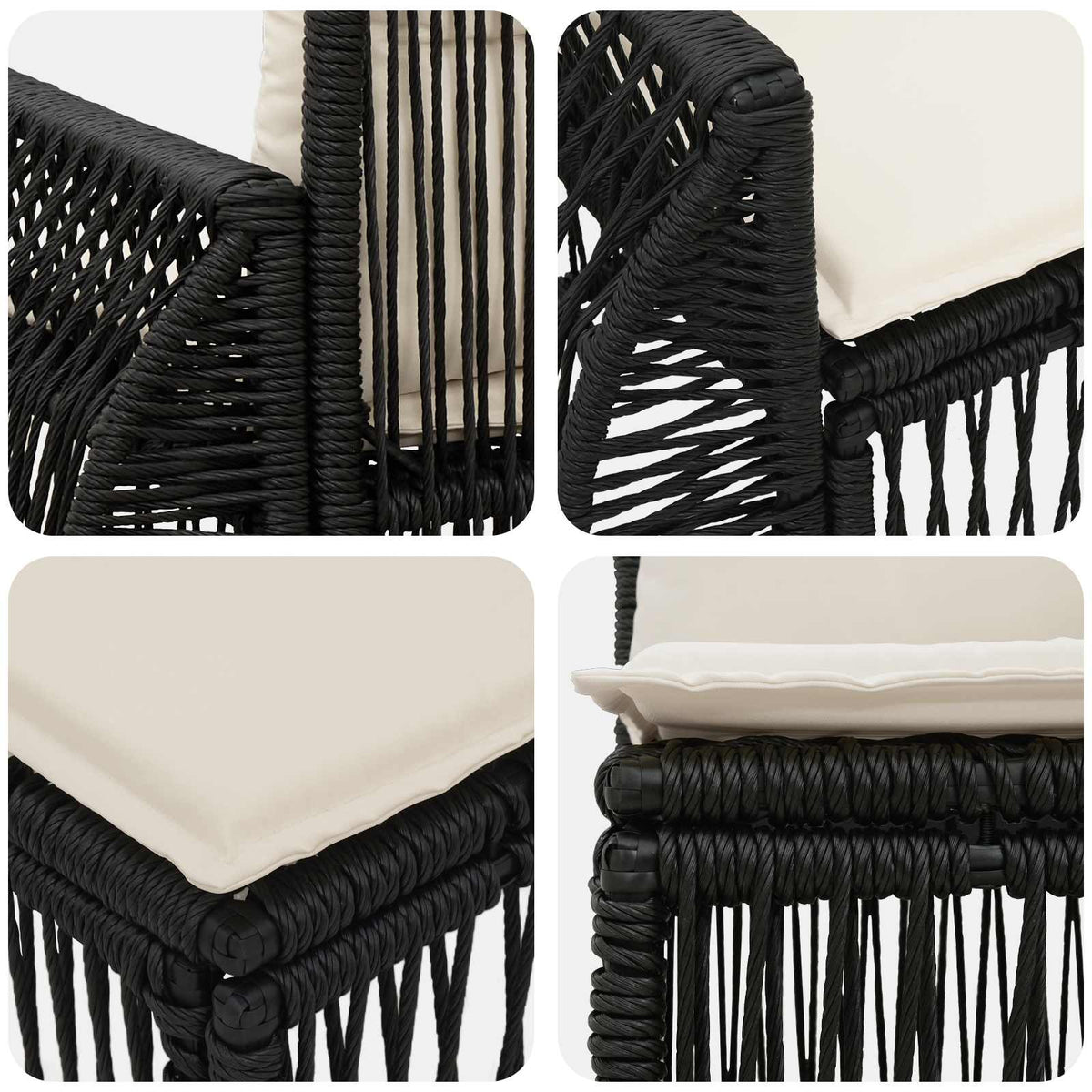 vidaXL Tuinbankenset 10 pcs Zwart en Cream Wit poly rattan