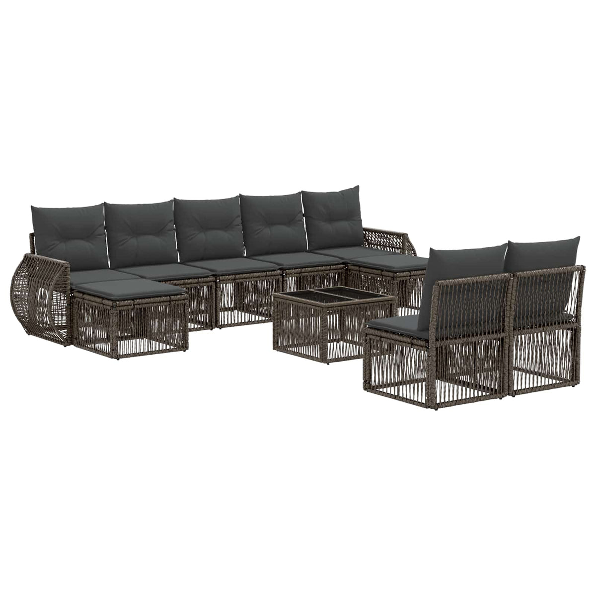 vidaXL Tuinbankenset 10 pcs Zwart en Cream Wit poly rattan