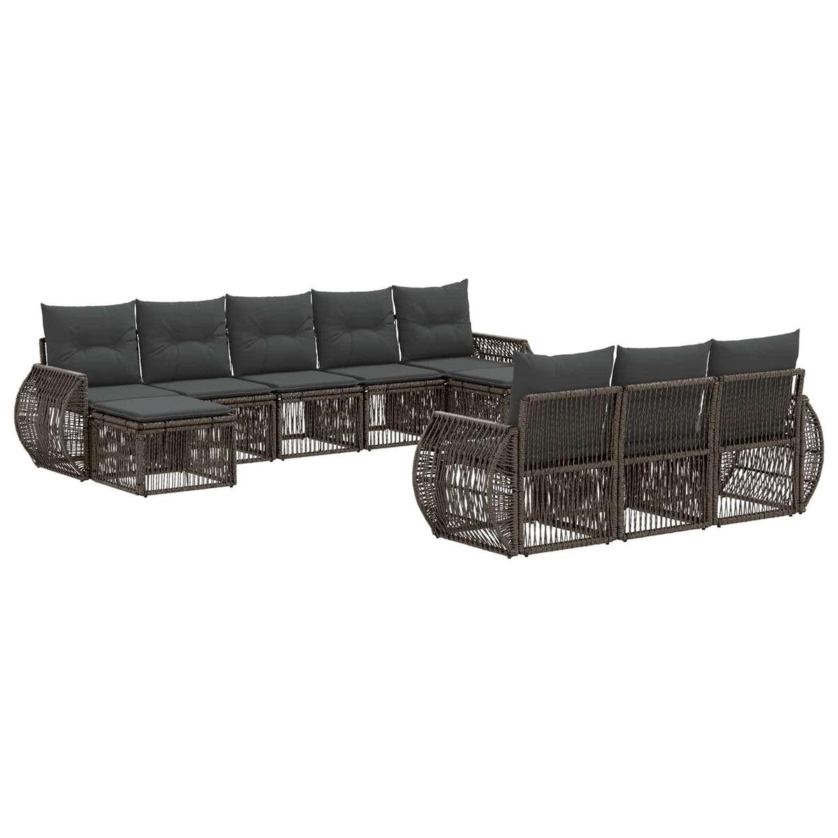 vidaXL Tuinbankenset 11 pcs Zwart en Cream Wit poly rattan