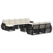 vidaXL Tuinbankenset 11 pcs Zwart en Cream Wit poly rattan