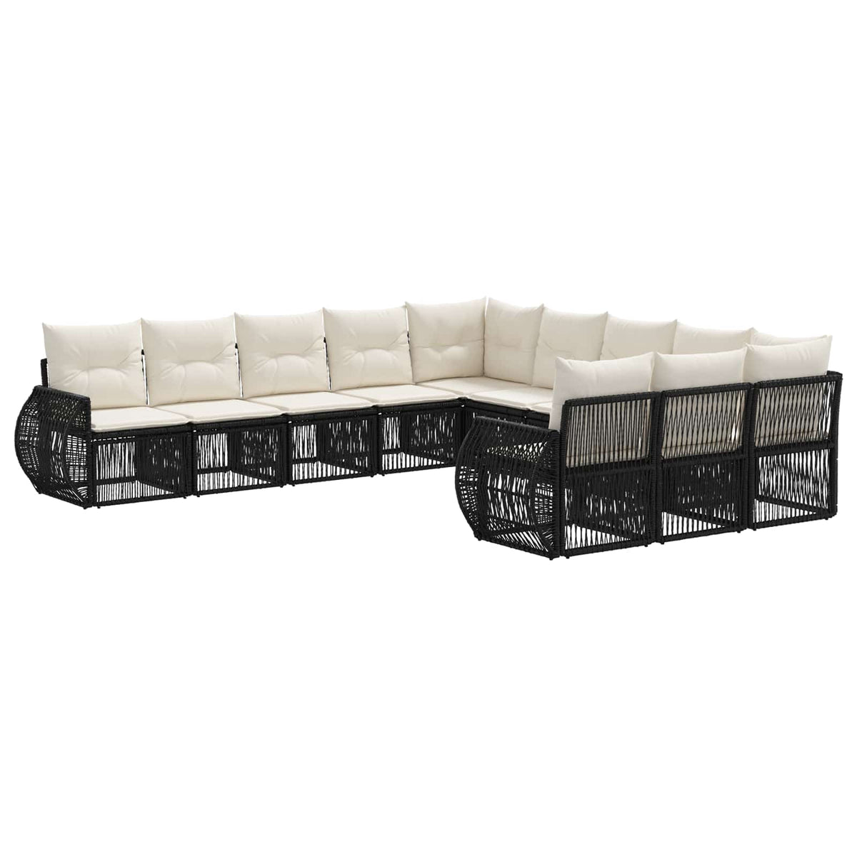 vidaXL Tuinbankenset 12 pcs Zwart en Cream Wit poly rattan